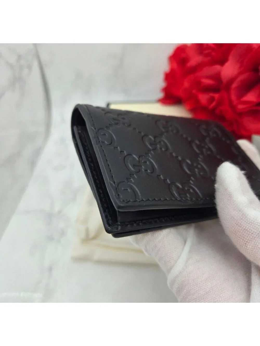 ★SOLD★ Gucci Business Card Holder Case GG Leather - Picture 7 of 14